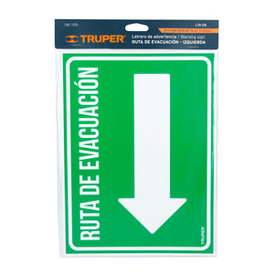 LETRERO DE SEÑALIZACION "RUTA EVACUACION"