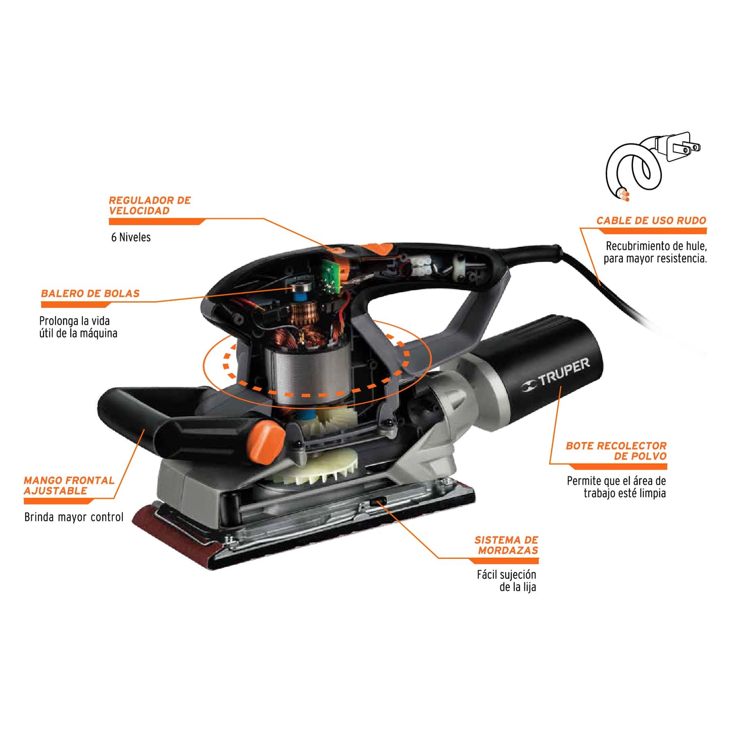 LIJADORA ORBITAL, 1/2 HOJA, INDUSTRIAL, 360 W 15090 *