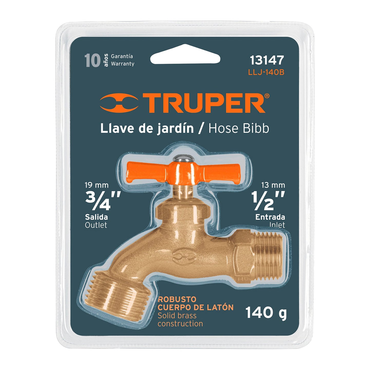 LLAVE DE NARIZ PARA JARDÍN, 1/2'', EN BLÍSTER, TRUPER 13147 *