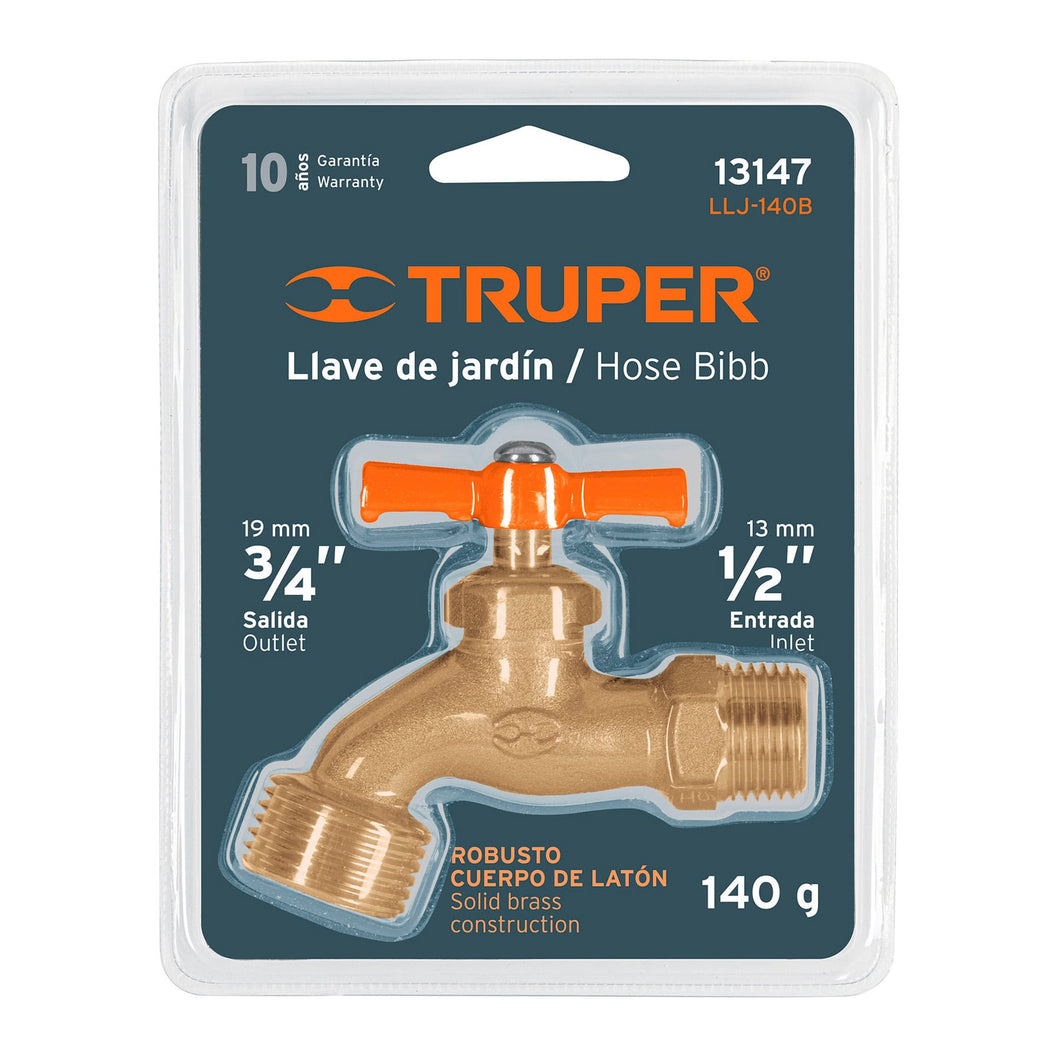 LLAVE DE NARIZ PARA JARDÍN, 1/2'', EN BLÍSTER, TRUPER 13147 *