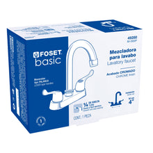 Cargar imagen en el visor de la galería, MEZCLADORA 4&#39;&#39; PARA LAVABO,CUELLO BAR, MANERALES PALANCA, BASIC 49280 P

