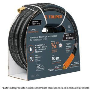 MANGUERA DE HULE PARA COMPRESOR, 15 M X 1/4", TRUPER 17081 *