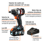 LLAVE DE IMPACTO INALÁMBRICA 1/2'' 20 V SIN CARBONES 101403 *