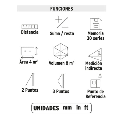 MEDIDOR LÁSER DE DISTANCIA DE 0.05M A 100M TRUPER 100374 P