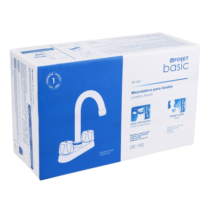 MEZCLADORA 4'' PARA LAVABO, CUELLO CURVO, CARTUCHO CERÀMICO