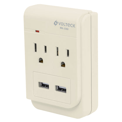 MULTICONTACTO 2 ENTRADA CON 2 ENTRADAS USB, ATERRIZADO 46088 N