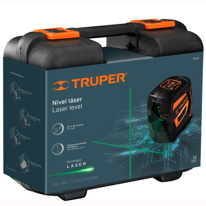 NIVEL LÀSER VERDE, ALCANCE 30 M, RECARGABLE, TRUPER