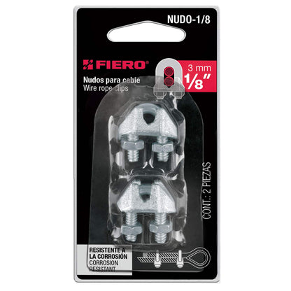 NUDO P/CABLE 1/8'' TARJETA CON 2 PIEZAS 44082 *