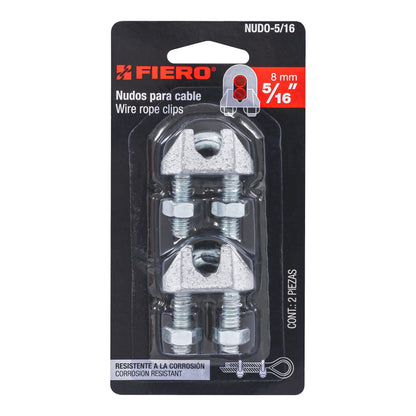 BLISTER CON 2 NUDOS (PERROS) DE HIERRO PARA CABLE DE 5/16" 44085 N