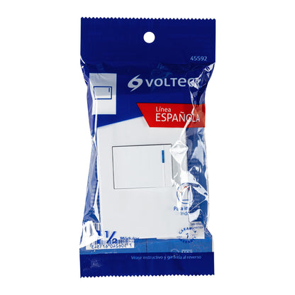PLACA ARMADA 1 INTERRUPTOR, 1.5 MÓDULOS, ESPAÑOLA, BLANCO 45592 *