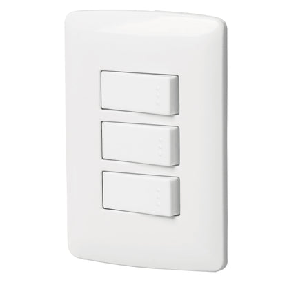 PLACA ARMADA 3 INTERRUPTORES SENCILLOS,LÍNEA ITALIANA