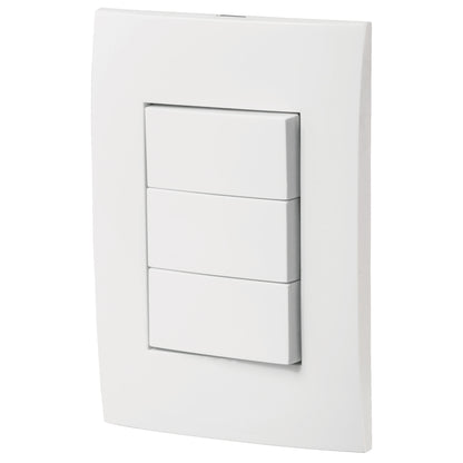 PLACA ARMADA 3 INTERRUPTORES SENCILLOS, LÍNEA OSLO, BLANCO 46496 N