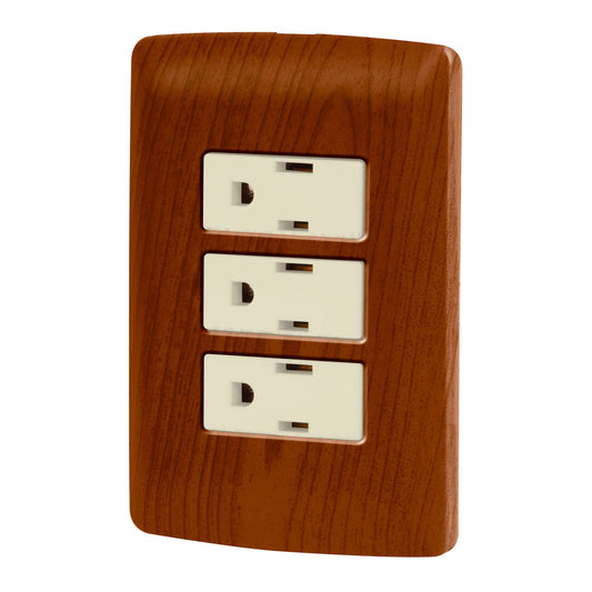 PLACA ARMADA 3 CONTACTOS ITALIANA MADERA 49944 N