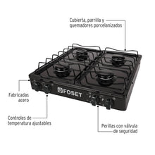 Cargar imagen en el visor de la galería, PARRILLA DE GAS, 4 QUEMADORES N
