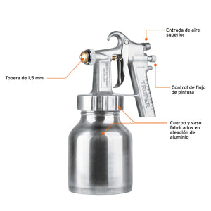 PISTOLA P/ PINTAR BAJA PRESIÒN, PULIDA, ENTRADA SUP, TRUPER 14036 N