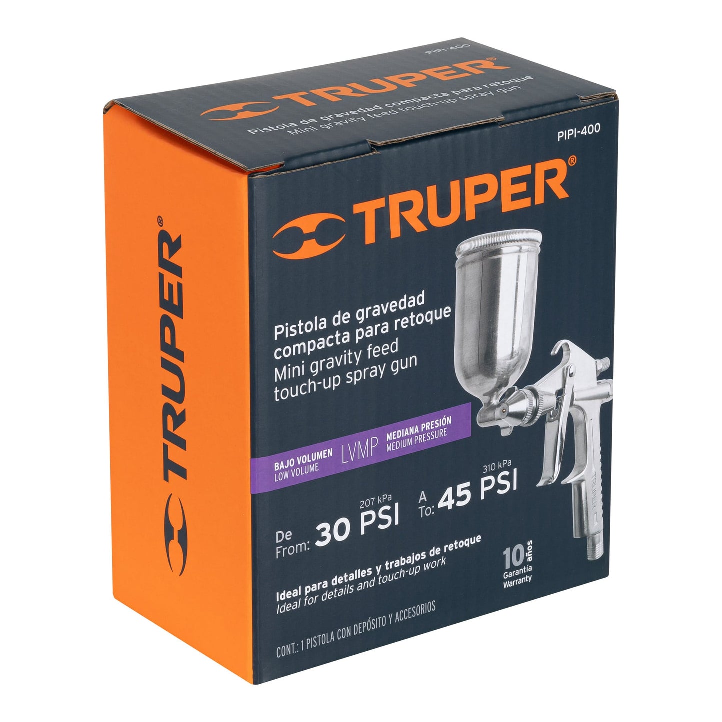 PISTOLA COMPACTA P/RETOQUE LVMP VASO ALUM, 0.5MM, TRUPER 11098 *