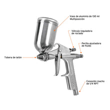 Cargar imagen en el visor de la galería, PISTOLA COMPACTA P/RETOQUE LVMP VASO ALUM, 0.5MM, TRUPER 11098 N
