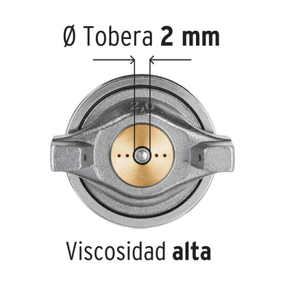 PISTOLA P/PINTAR DE GRAVEDAD 2MM LVMP VASO ALUMINIO, 2MM, TRUPER 13060 N