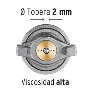 PISTOLA P/PINTAR DE GRAVEDAD 2MM LVMP VASO ALUMINIO, 2MM, TRUPER 13060 N
