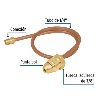 PIGTAIL CON TUERCA IZQUIERDA, PUNTA POL, 50 CM, FOSET 49964 P