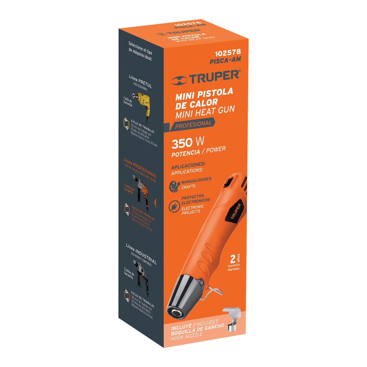 MINI PISTOLA DE CALOR 350 W, PROFESIONAL, TRUPER 102578 *