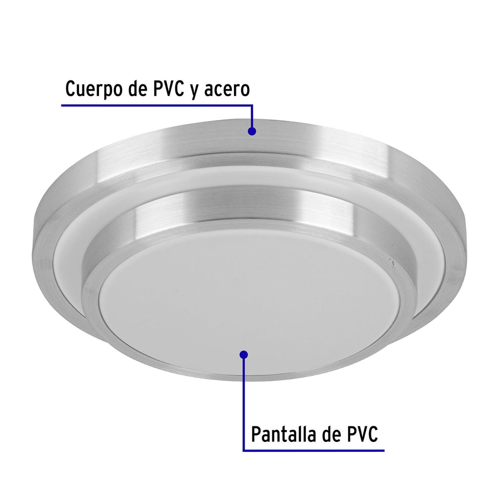 LUMINARIO LED 18 W PLAFÓN DECORATIVO METÁLICO LUZ DÍA, BASIC 29007 N