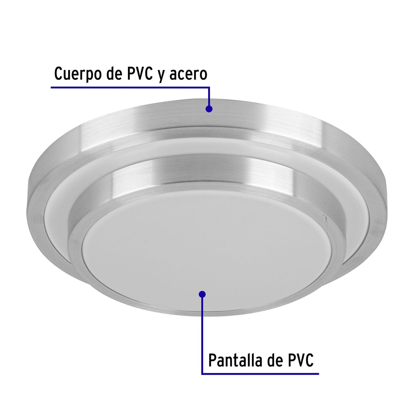 LUMINARIO LED 18 W PLAFÓN DECORATIVO METÁLICO LUZ DÍA, BASIC 29007 N