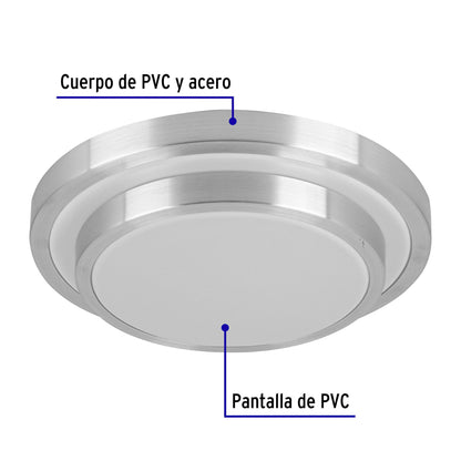 LUMINARIO LED 18 W PLAFÓN DECORATIVO METÁLICO LUZ DÍA, BASIC 29007 N