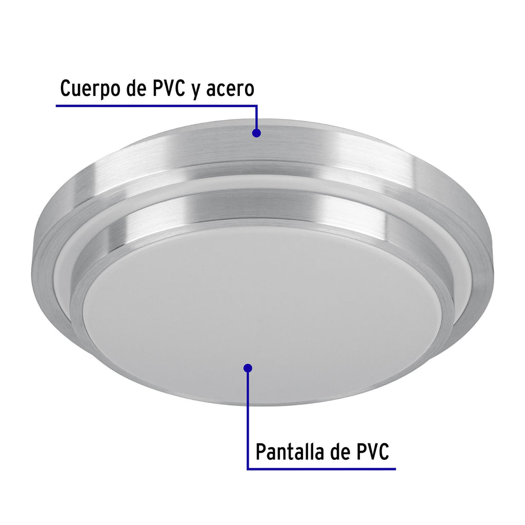 LUMINARIO LED 22 W PLAFÓN DECORATIVO METÁLICO LUZ DÍA, BASIC 29008 N