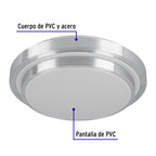 LUMINARIO LED 22 W PLAFÓN DECORATIVO METÁLICO LUZ DÍA, BASIC 29008 N