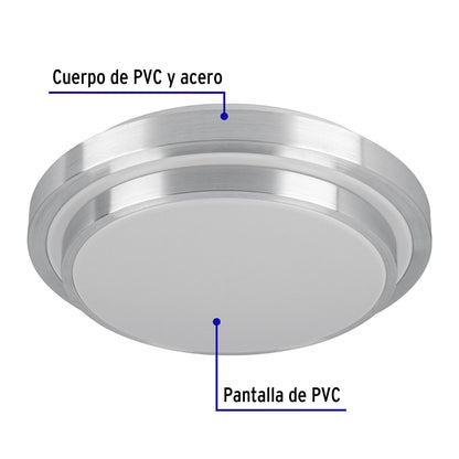 LUMINARIO LED 22 W PLAFÓN DECORATIVO METÁLICO LUZ DÍA, BASIC 29008 N