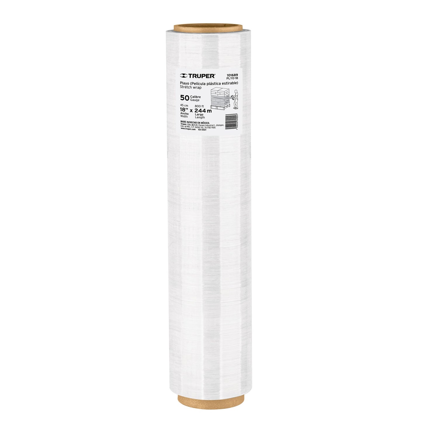 ROLLO DE 244M DE PELICULA PLASTICA ESTIRABLE ANCHO 18"  TRUPER 101689 *