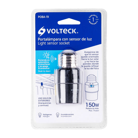 PORTALÁMPARA DE PVC, CON SENSOR DE LUZ, VOLTECK 46516 *