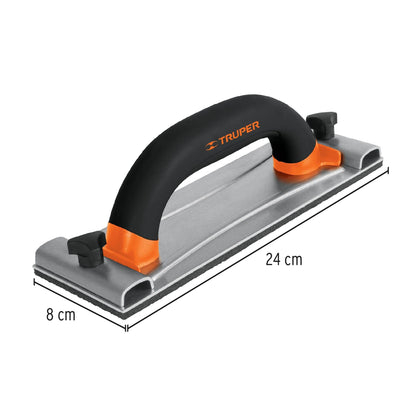 LIJADORA MANUAL BASE DE ALUMINIO 8 X 24 CM, TRUPER 100436 N