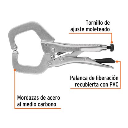 PINZA DE PRESIÓN 6'' TIPO 'C' CON MORDAZA FIJA, TRUPER 17416 P