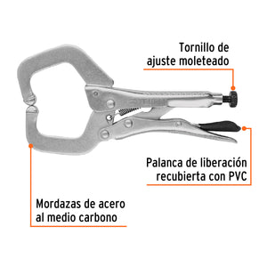 PINZA DE PRESIÓN 6'' TIPO 'C' CON MORDAZA FIJA, TRUPER 17416 P