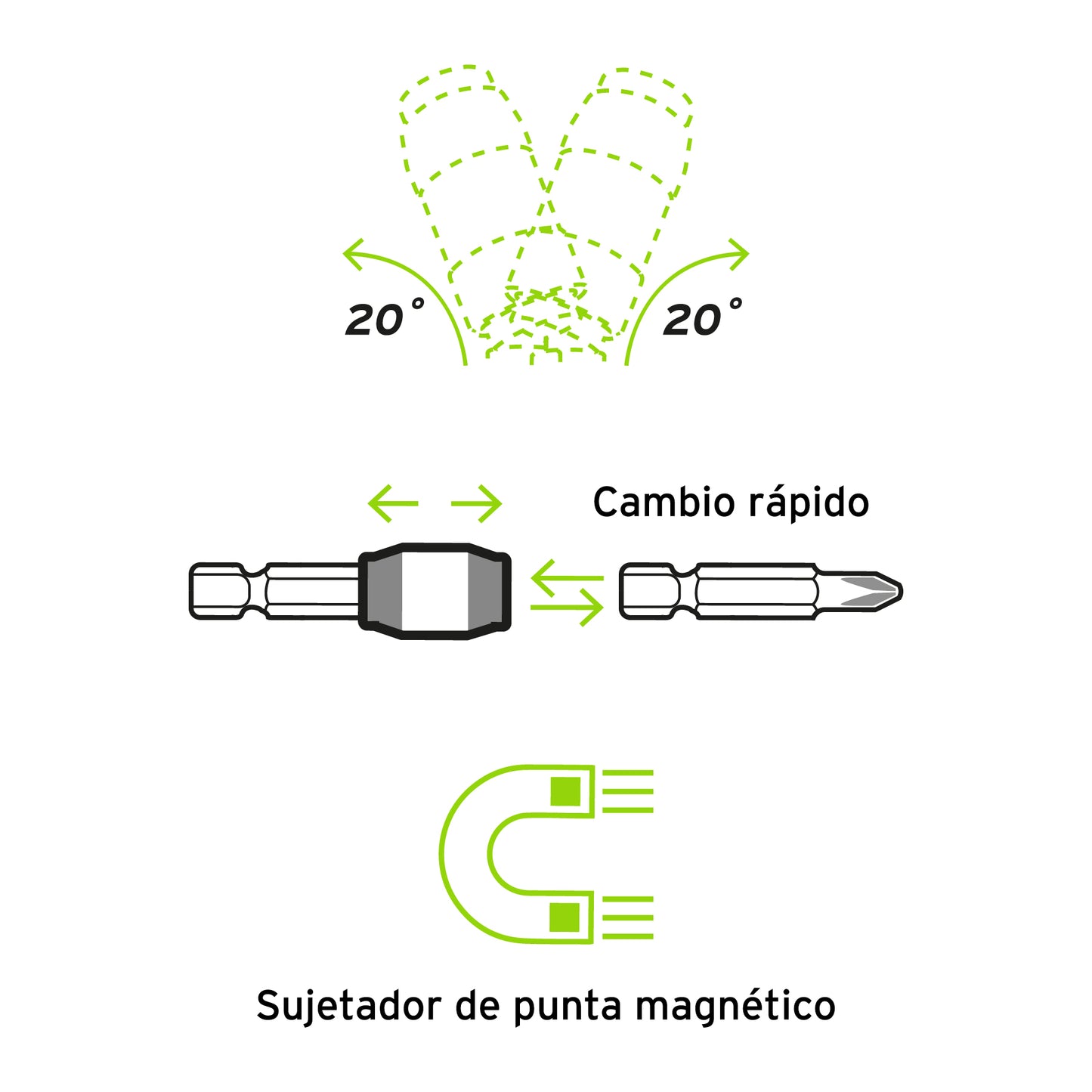 ADAPTADOR ARTICULADO DE 90 MM MAGNÈTICO PARA PUNTAS, EXPERT 11875 N