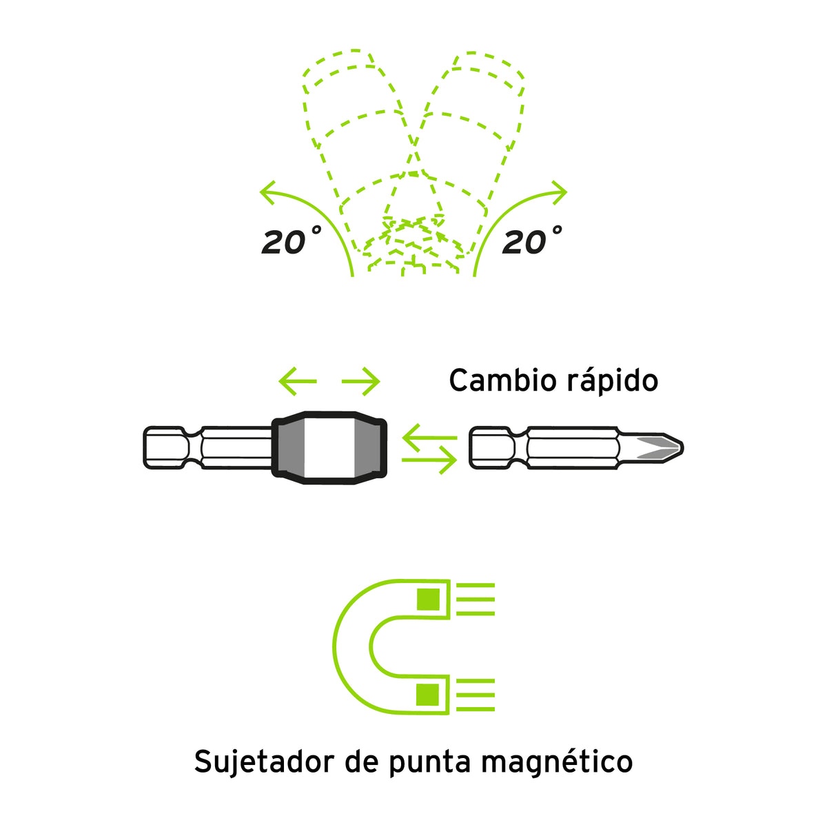 ADAPTADOR ARTICULADO DE 90 MM MAGNÈTICO PARA PUNTAS, EXPERT 11875 N