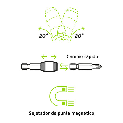 ADAPTADOR ARTICULADO DE 90 MM MAGNÈTICO PARA PUNTAS, EXPERT 11875 N