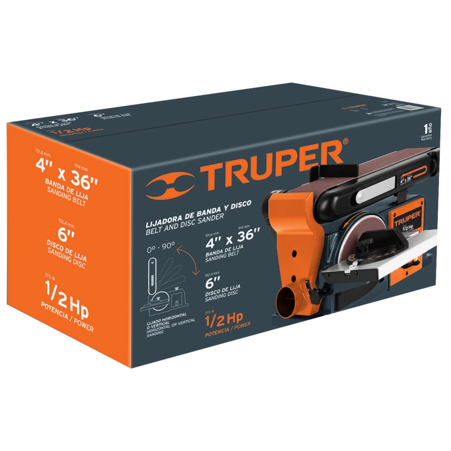 LIJADORA DE BANDA Y DISCO 4 X 6" 1/2 HP (375 W) TRUPER 12110 *