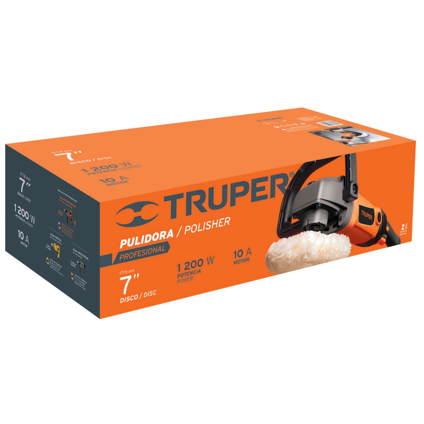 PULIDORA 7", 1,200 W VELOCIDAD VARIABLE, PROFESIONAL, TRUPER 16626 *