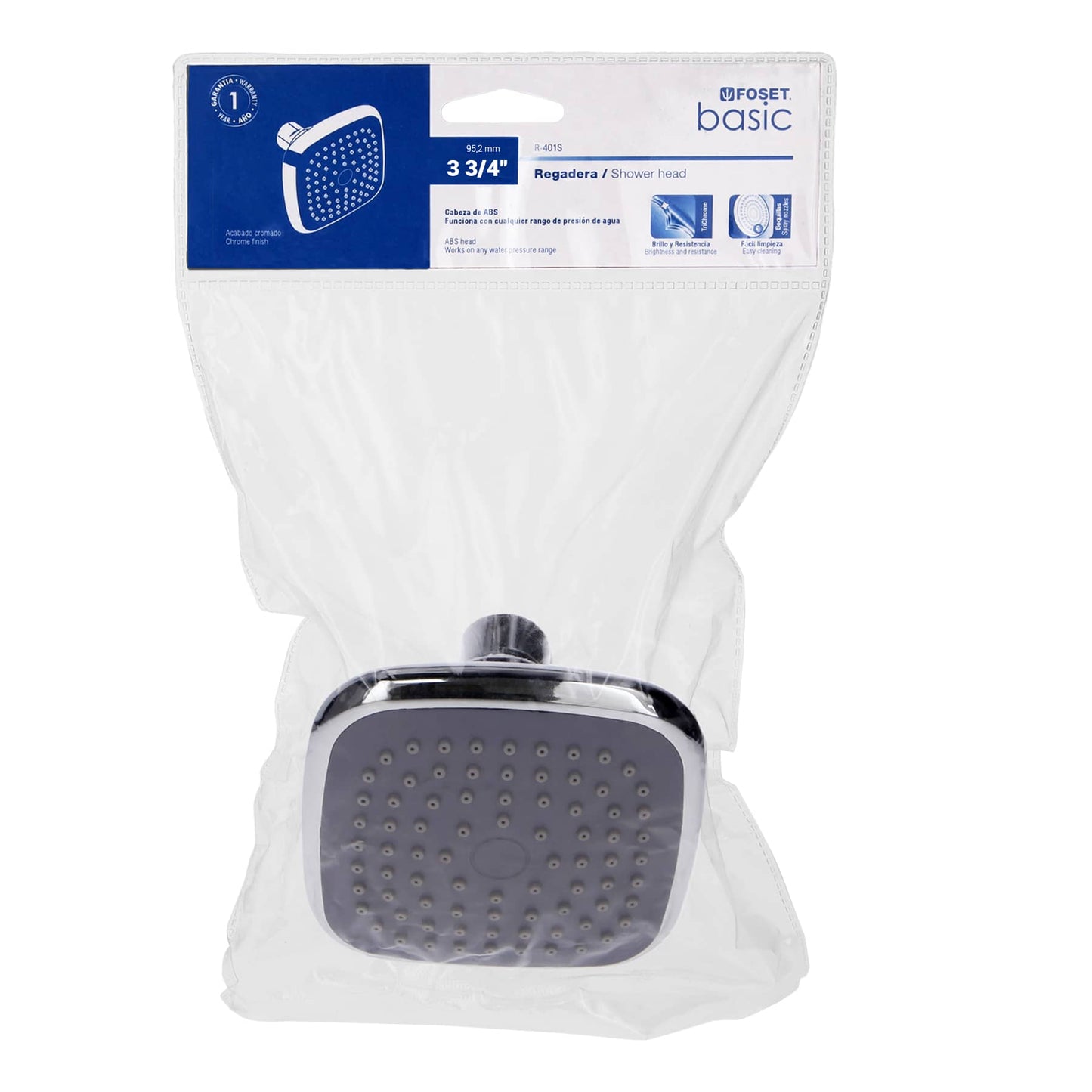 REGADERA CUADRADA, ABS, 3-3/4", SIN BRAZO, BASIC 45066 P