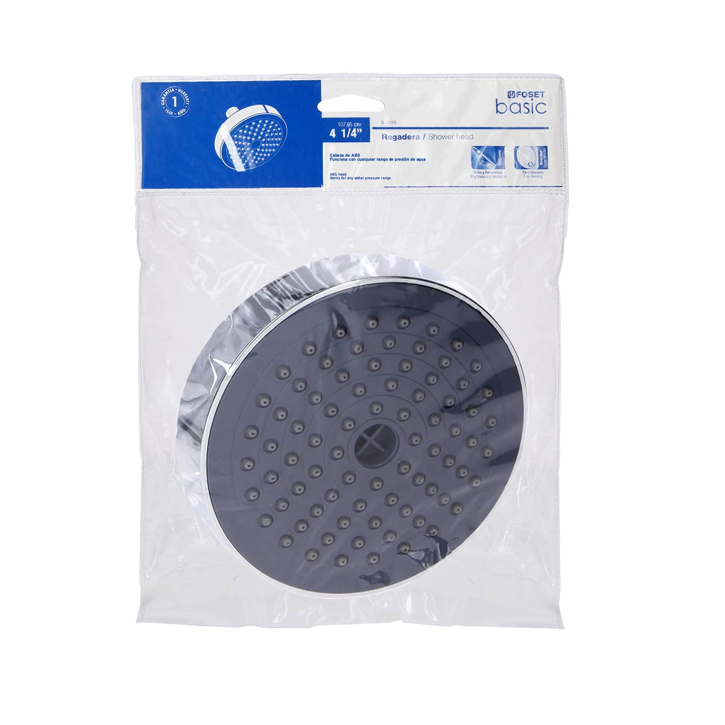 REGADERA REDONDA, ABS, 4-1/4', SIN BRAZO, BASIC 45068 P