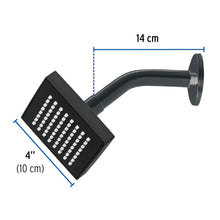 Cargar imagen en el visor de la galería, REGADERA CUADRADA 4&quot; ACABADO NEGRO MATE CON BRAZO, FOSET 46744 N

