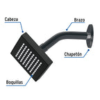 REGADERA CUADRADA 4" ACABADO NEGRO MATE CON BRAZO, FOSET 46744 N