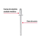 BOLSA CON 50 REMACHES 1/8" X 1/8" DE ALUMINIO, ALA 1/4" 44518 *