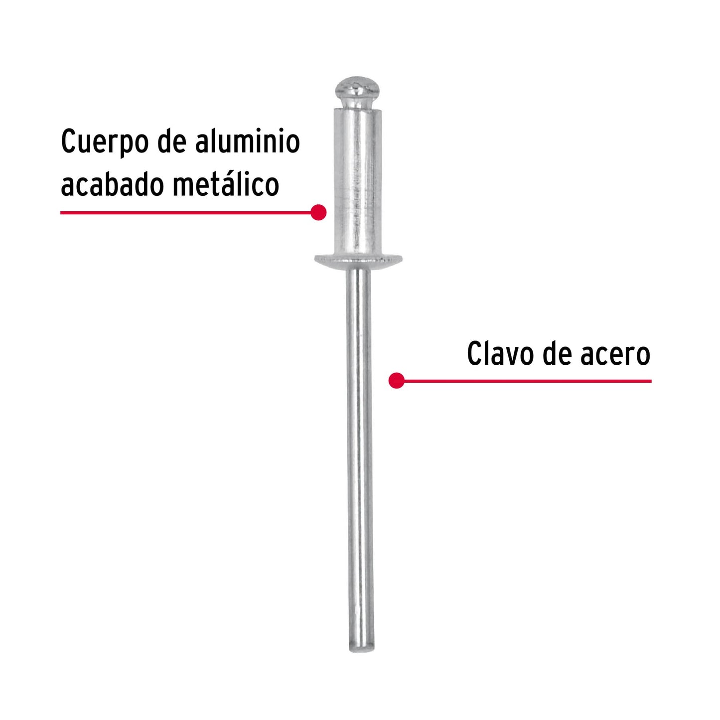 BOLSA CON 50 REMACHES 1/8" X 1/4" DE ALUMINIO, ALA 1/4" 44520 *