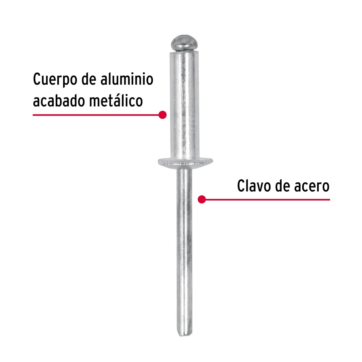 BOLSA CON 50 REMACHES 3/16" X 3/8" DE ALUMINIO, ALA 3/8" 44530 *