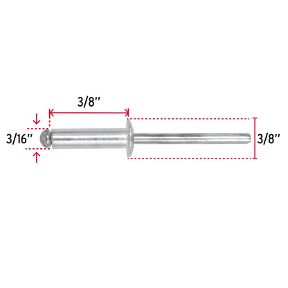 BOLSA CON 50 REMACHES 3/16" X 3/8" DE ALUMINIO, ALA 3/8" 44530 *