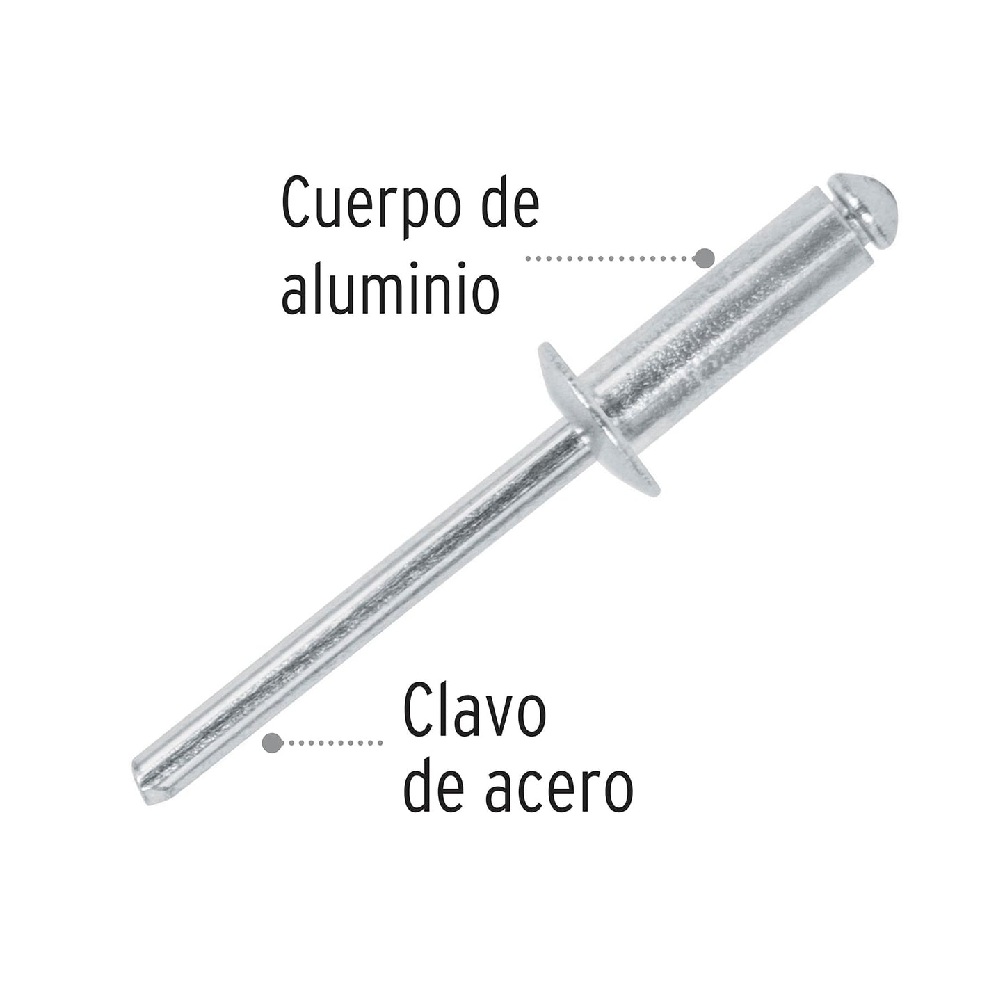 BOLSA CON 50 REMACHES 31/6'' X 1/2'' DE ALUMINIO, ALA 3/8'' 44531 *